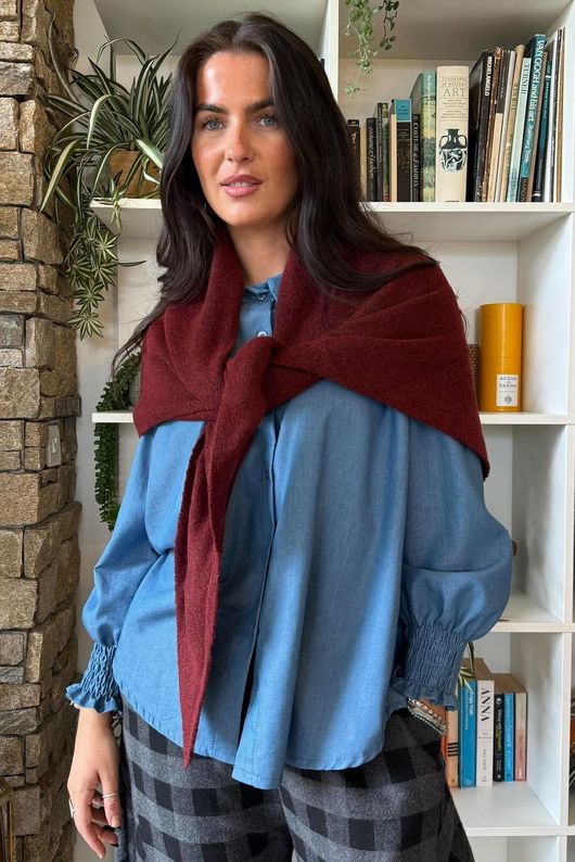 Nora Knit Shawl Burgundy